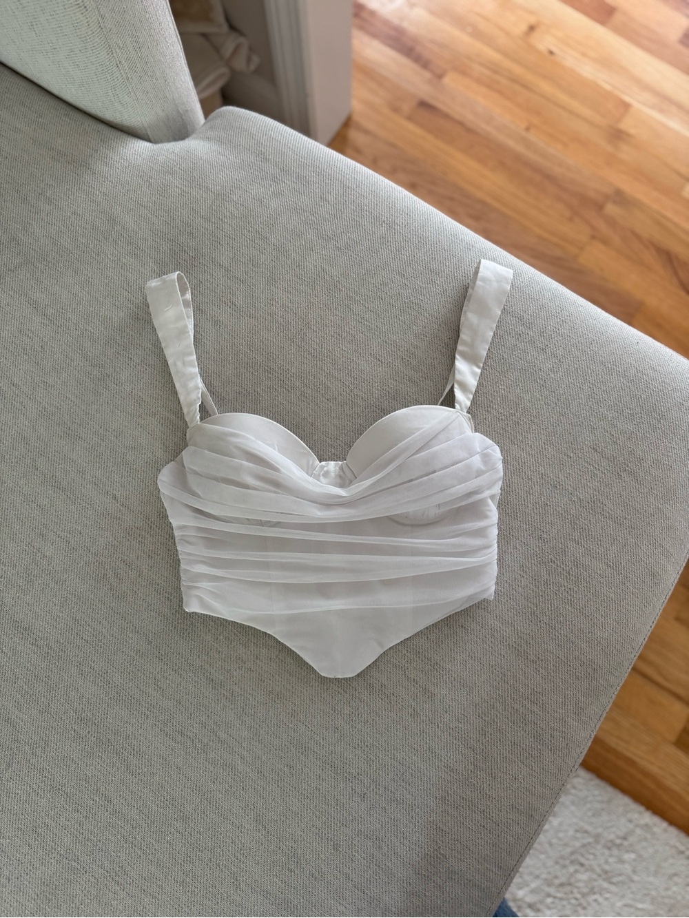 White Ruched Bandeau Bustier Corset  Top